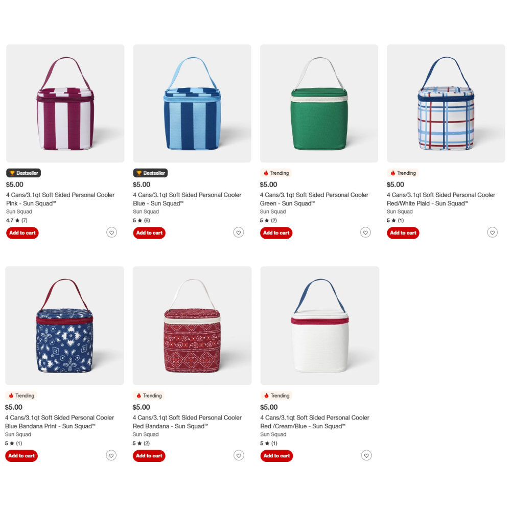 Sun Squad 4 Cans/3.1qt Soft Sided Personal Cooler Deal at Target: $5.00