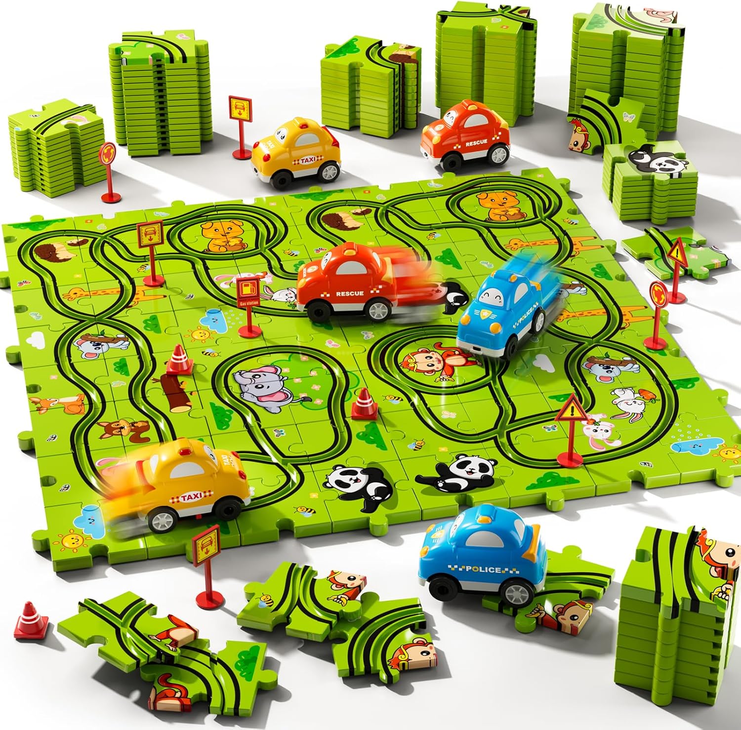Beby Buty 64PCS Puzzle Race Track Car Set for Kids Boys, Flo deal at Amazon