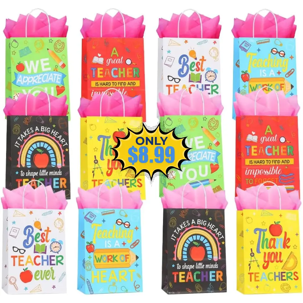 CMSSHUAI 12 Pcs Teacher Appreciation Gift Bags Deal: Save 10%