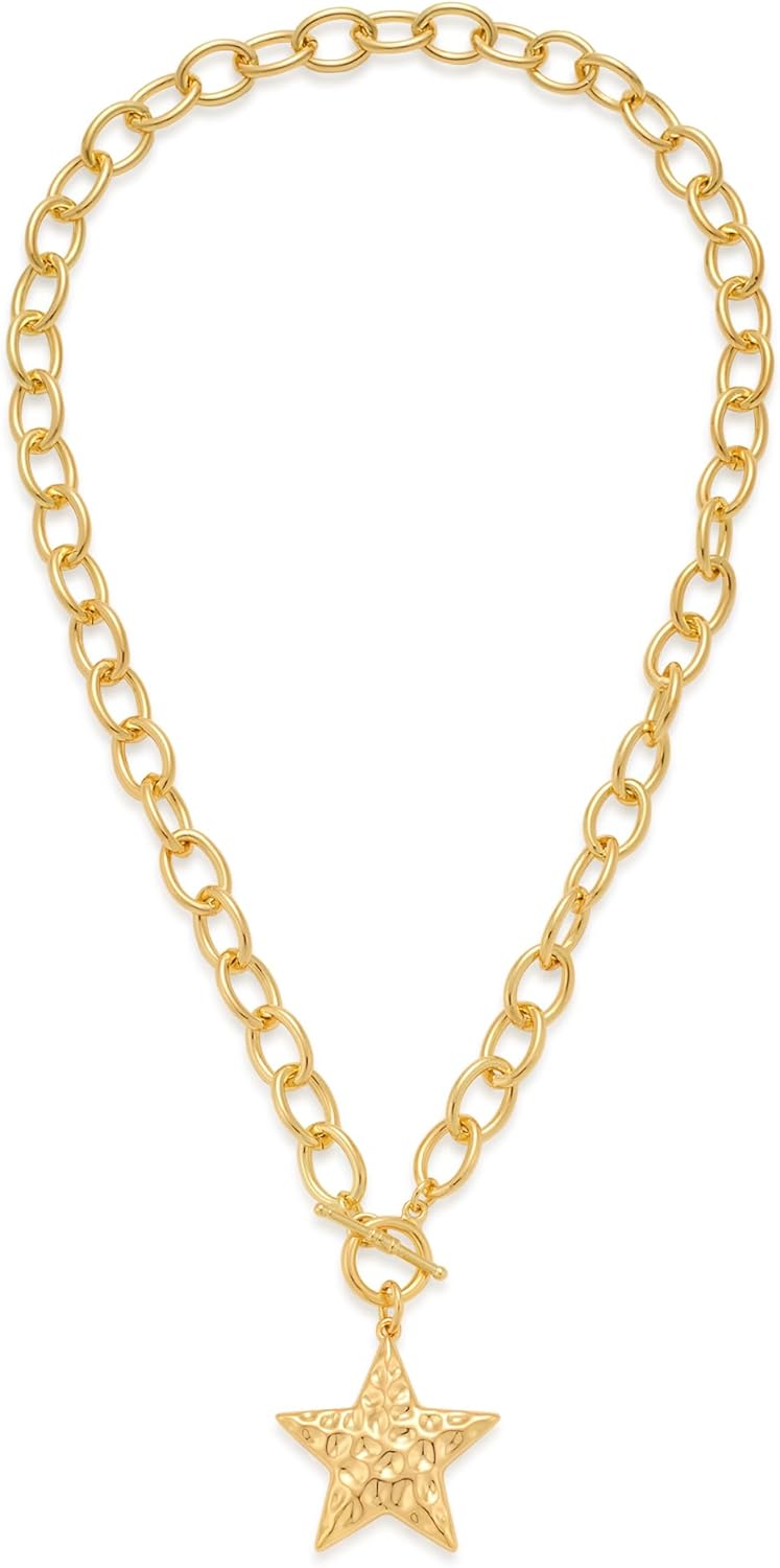 MUYAN Gold Hammered Star Pendant Necklaces for Men Women Chu deal at Amazon