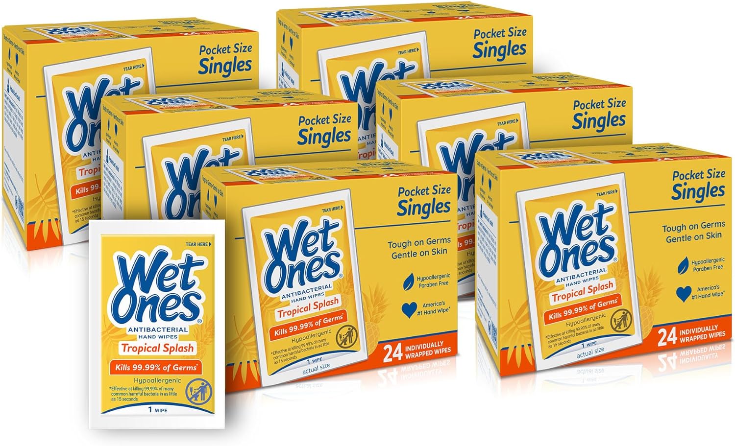 Wet Ones Antibacterial Hand Wipes Singles, Tropical Splash Wipes,