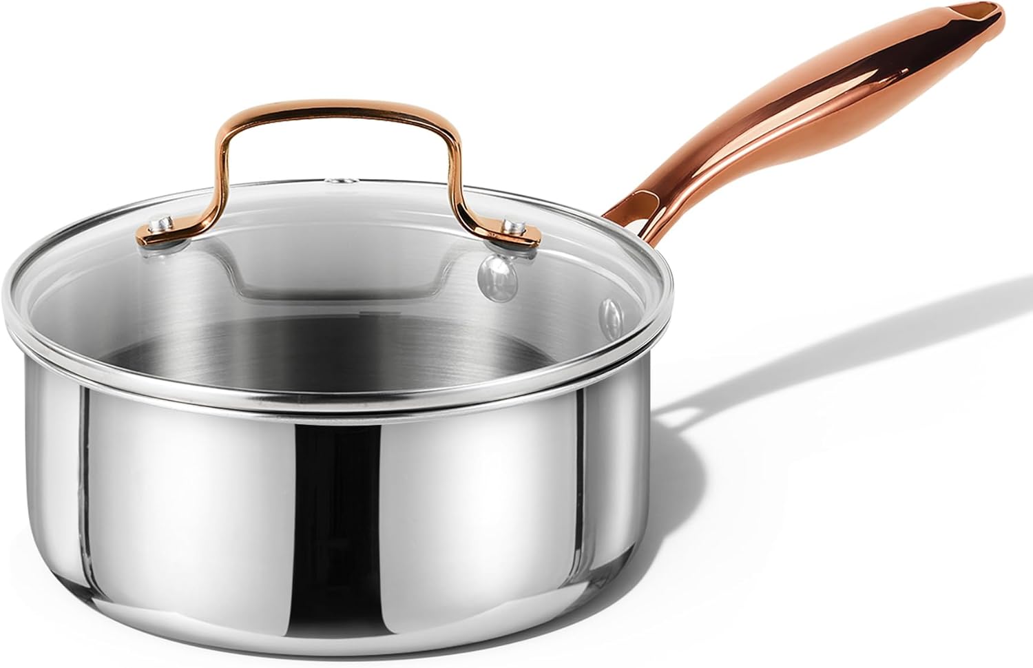 CAROTE 2Qt Stainless Steel Saucepan Set, Non-Toxic 3-Ply Sta deal at Amazon