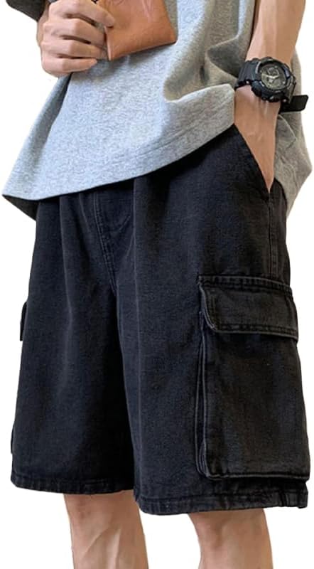 EMMIOL Baggy Jean Shorts Men, y2k Jorts Cargo Elastic Waiste deal at Amazon