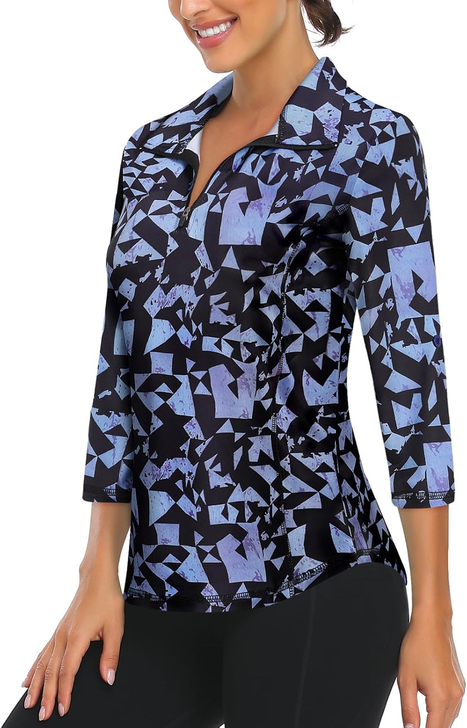 LURANEE Women's Polo Shirts 3/4 Sleeve,1/4 Zip Pullover Tenn deal at Amazon