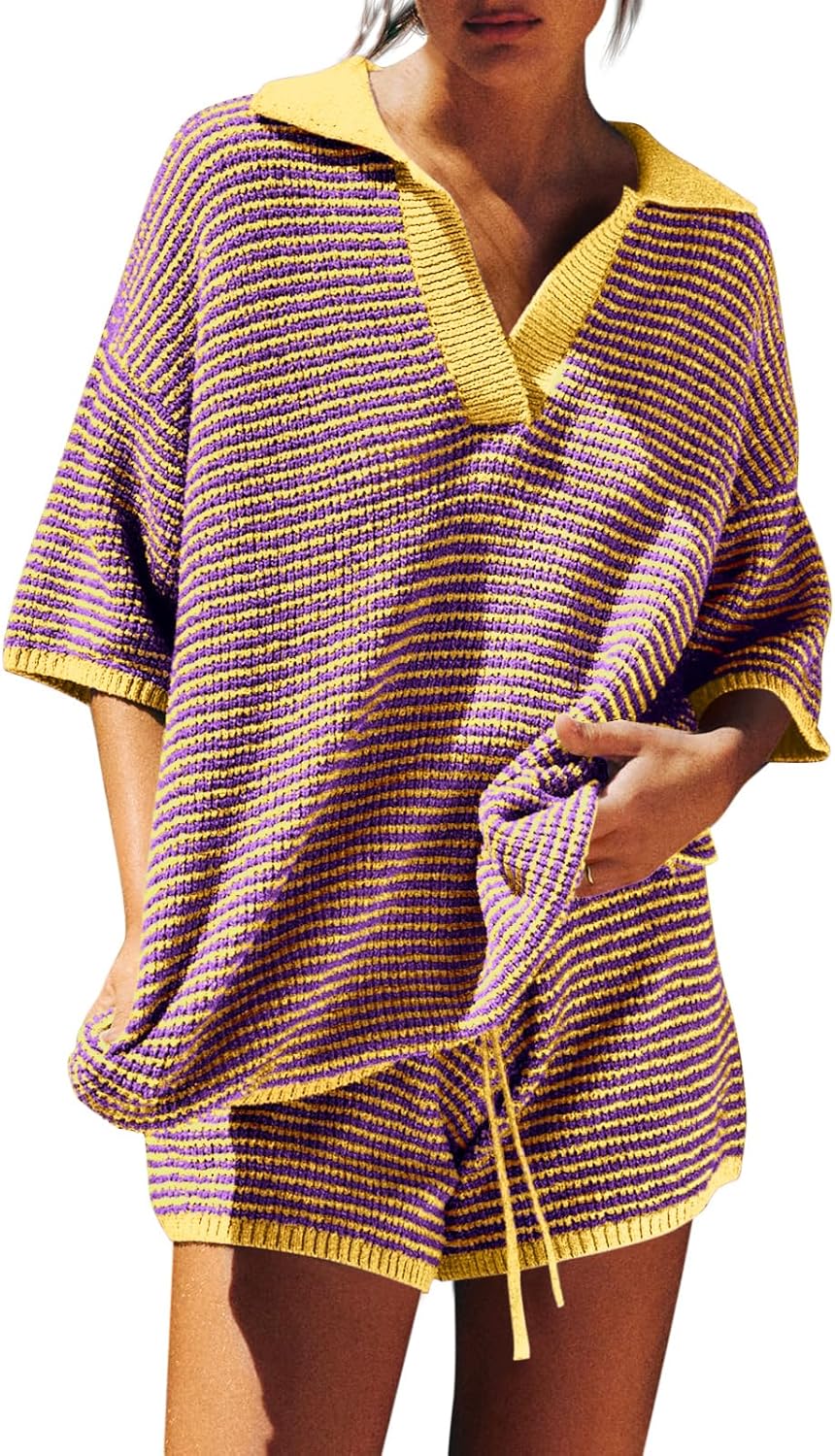 Tankaneo Womens Sweater Set 2 Piece Outfits Oversized 3/4 Sl deal at Amazon