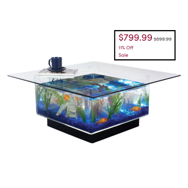 Rectangle Aquarium Coffee Table Fish Tank Deal: Save $100 at Wayfair