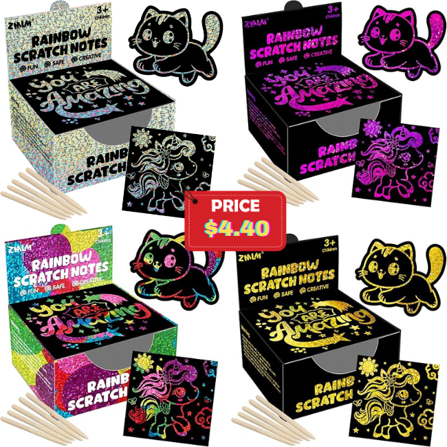 165 Pcs Rainbow Scratch Paper Art Notes Deal: Save 30%