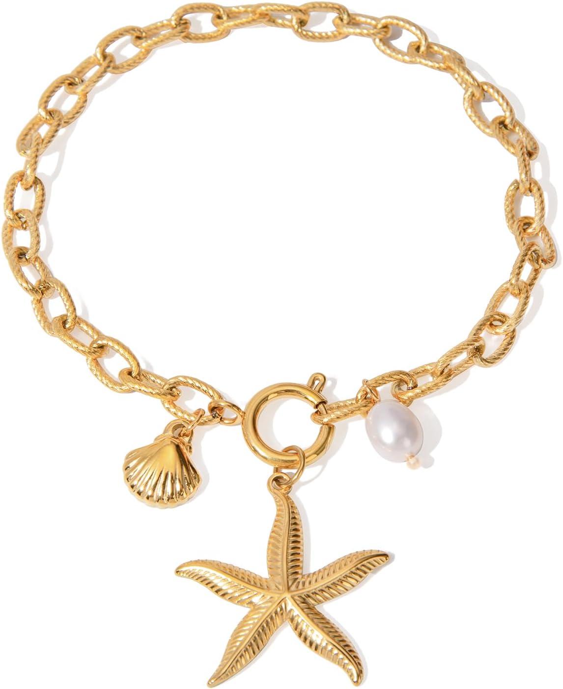 MUYAN Gold Starfish Seashell Chain Bracelet for Women Trendy deal at Amazon