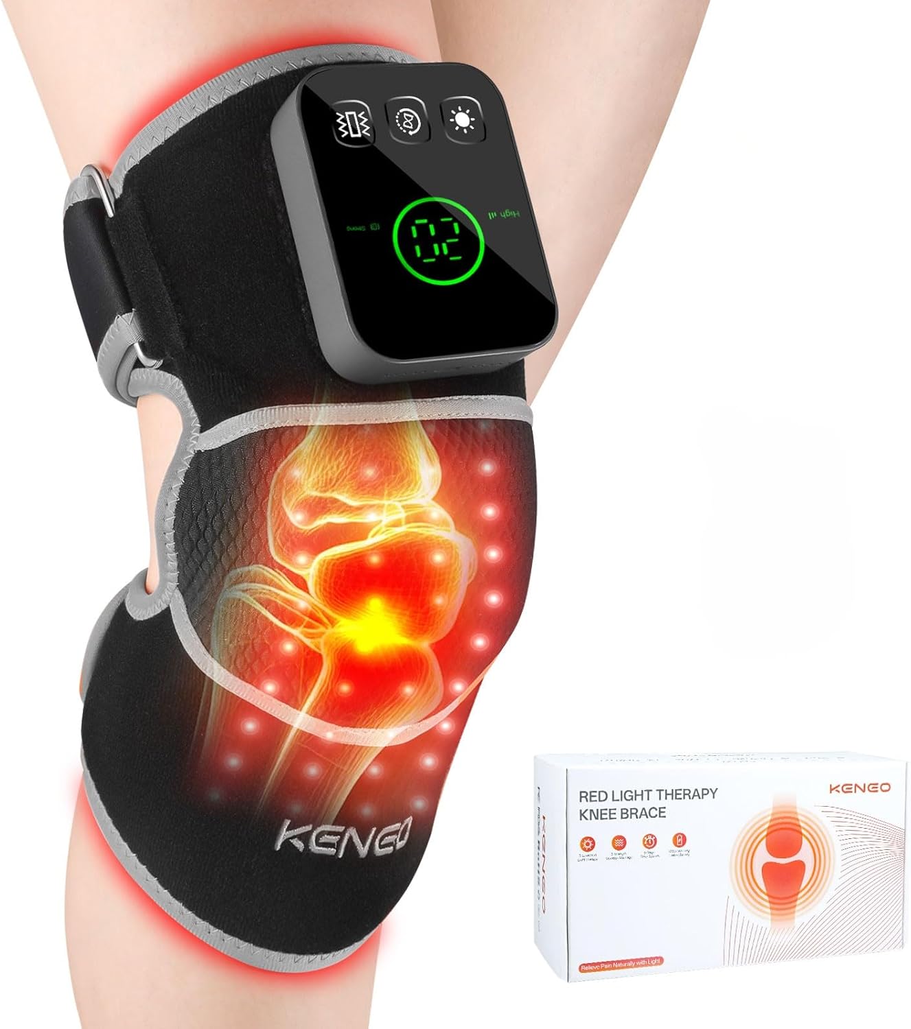 Keneo Red Light Therapy Knee Brace with Vibration Massage -  deal at Amazon