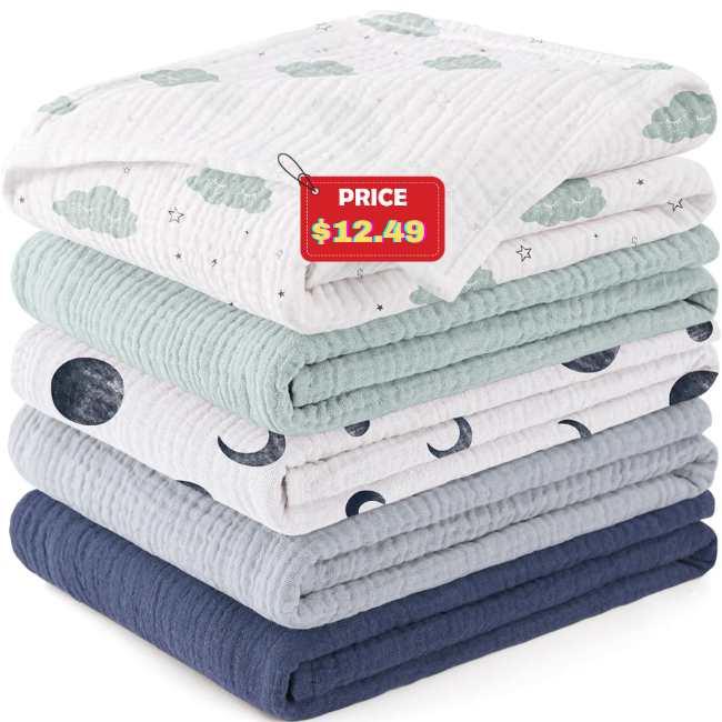 Baby Burp Cloths 5 Pack Deal: Save 50%