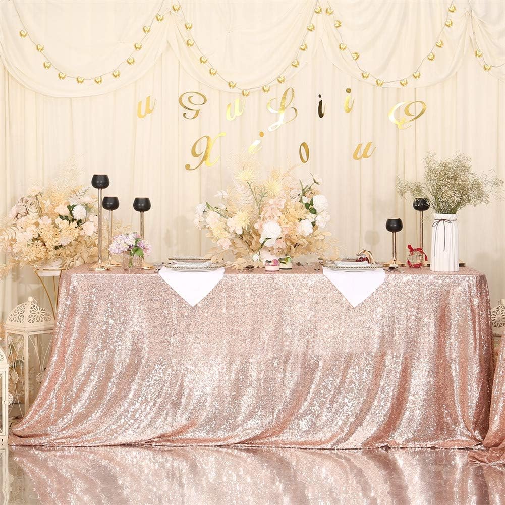 Eternal Beauty Rose Gold Tablecloth, 50x80 Inch Sequin Recta deal at Amazon