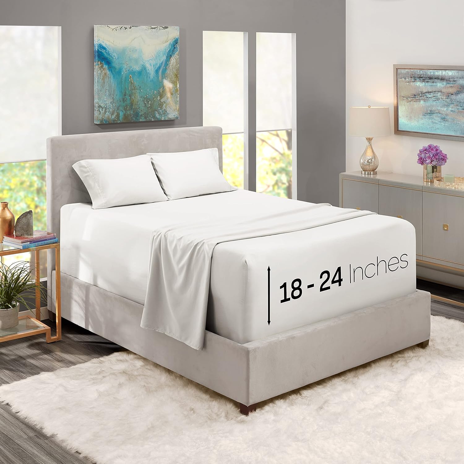Nestl Queen Size Sheet Set, 4 Piece Extra Deep Pocket (18-24 deal at Amazon