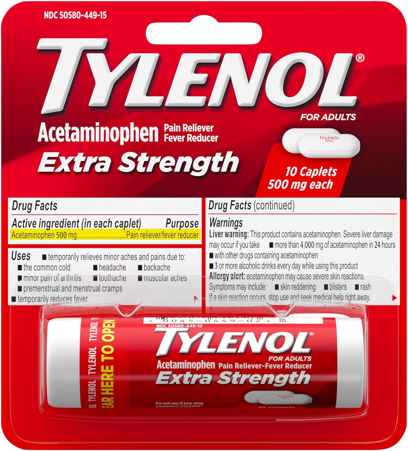 Tylenol Extra Strength 500 mg Acetaminophen Caplets, Pain Re deal at Amazon