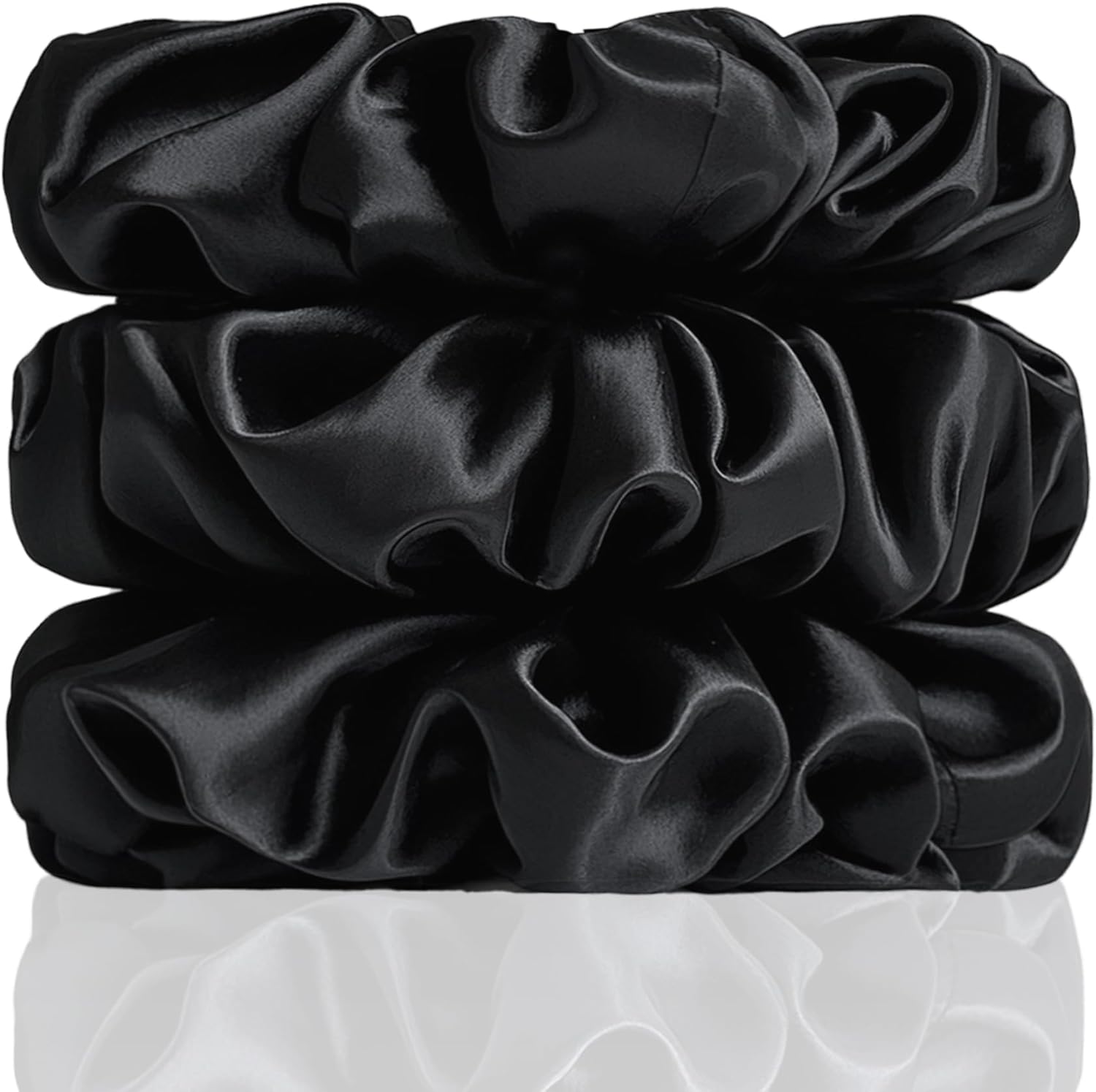 Feivea 3Pcs 22 Momme 100% Mulberry Silk Scrunchies for Women, Pur