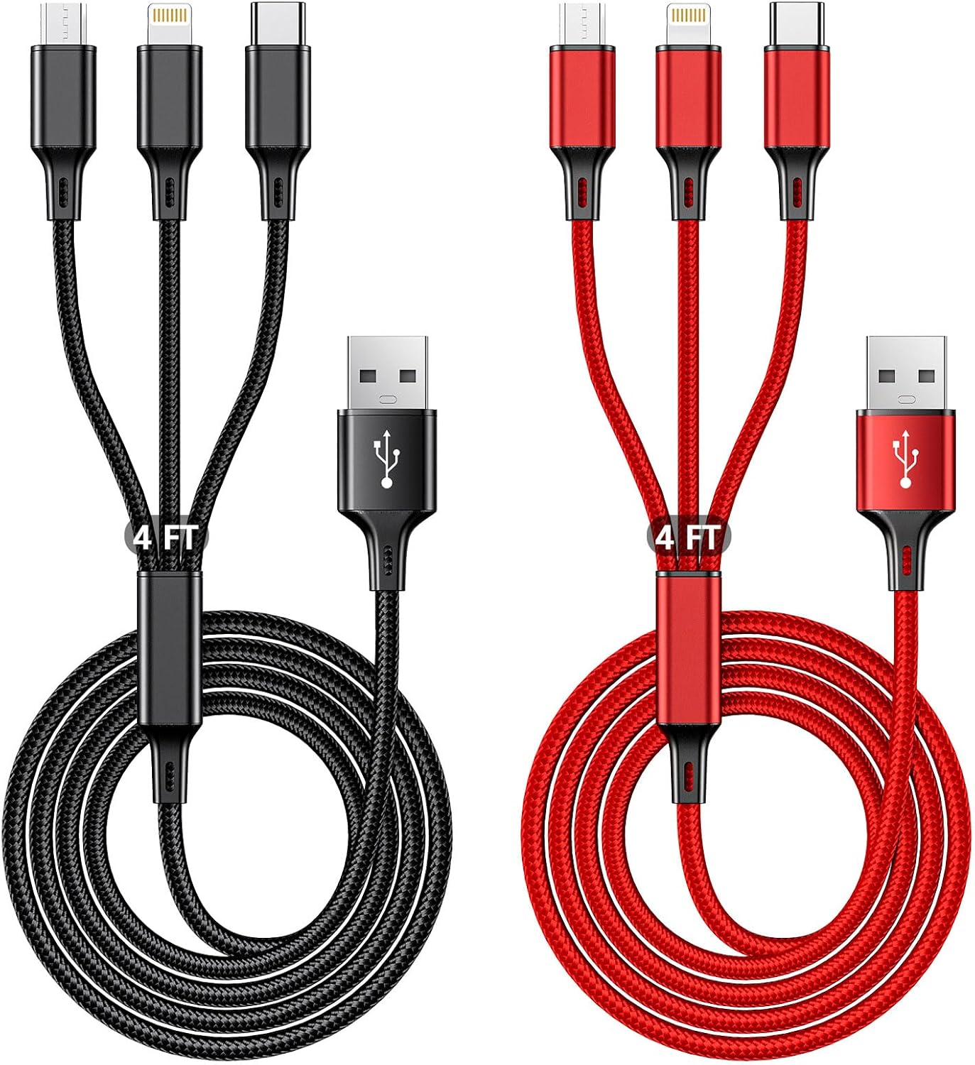 Multi Charging Cable, 4ft 2Pack Multi Phone Charger Cable Br deal at Amazon