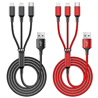 Multi Charging Cable, 4ft 2Pack Multi Phone Charger Cable Braided