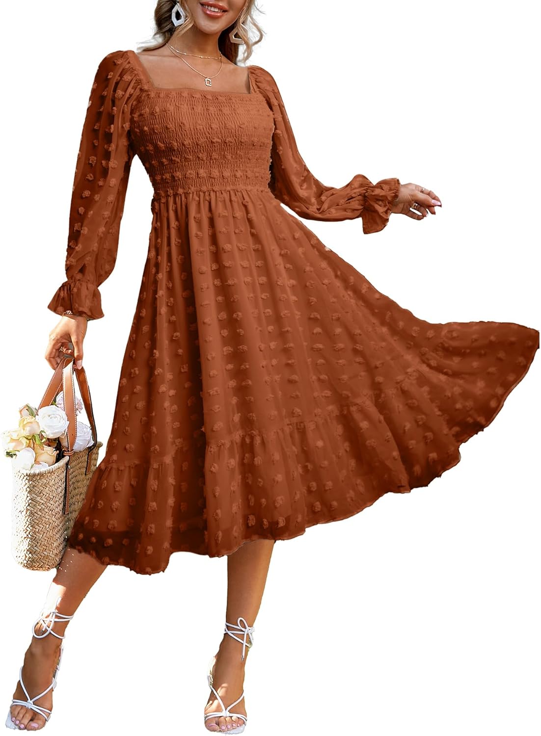 Amegoya Women’s Fall Long Sleeve Midi Dress Deal at Amazon: Save $