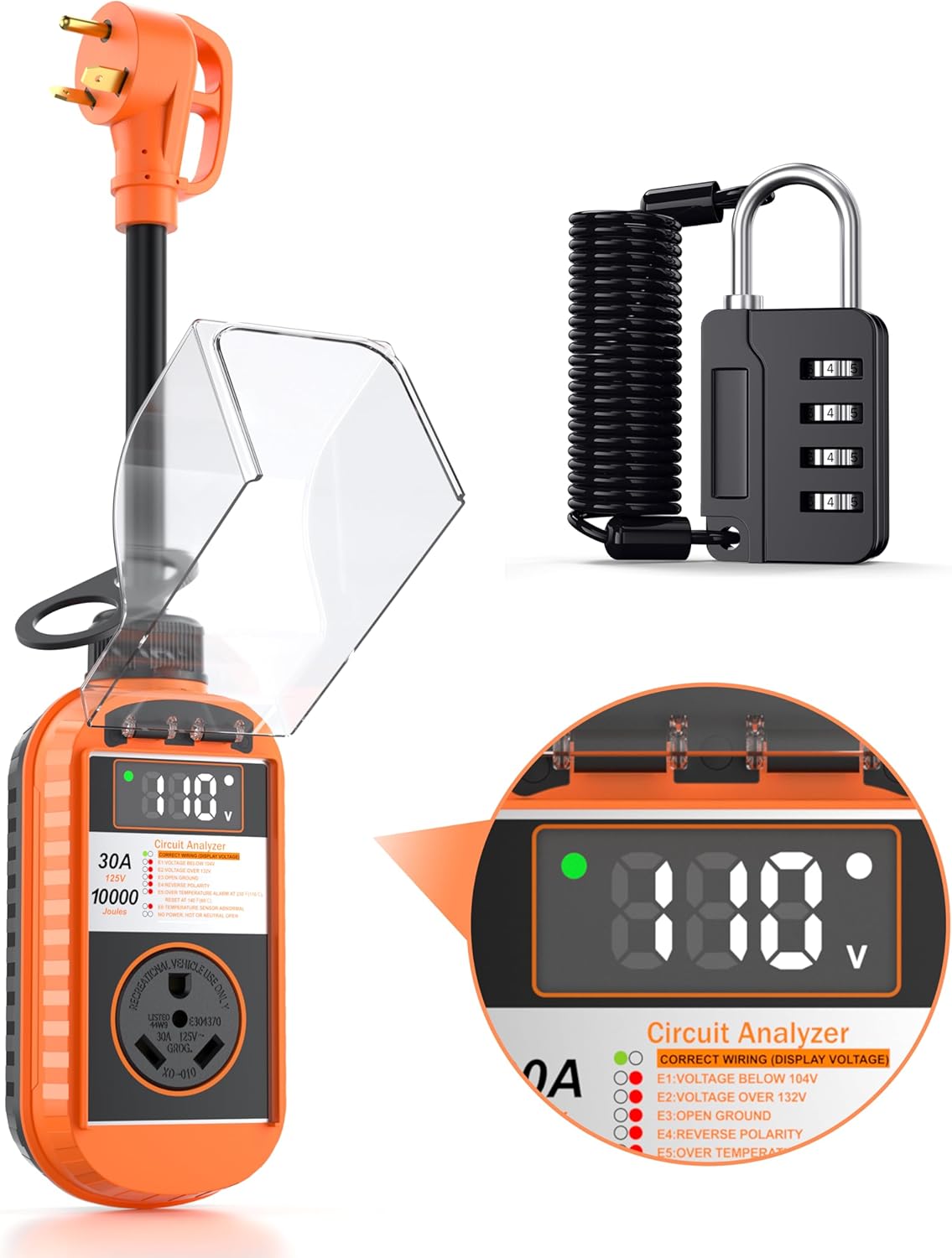 RV Surge Protector 30 Amp with LED Display 10,000J High/Low  deal at Amazon