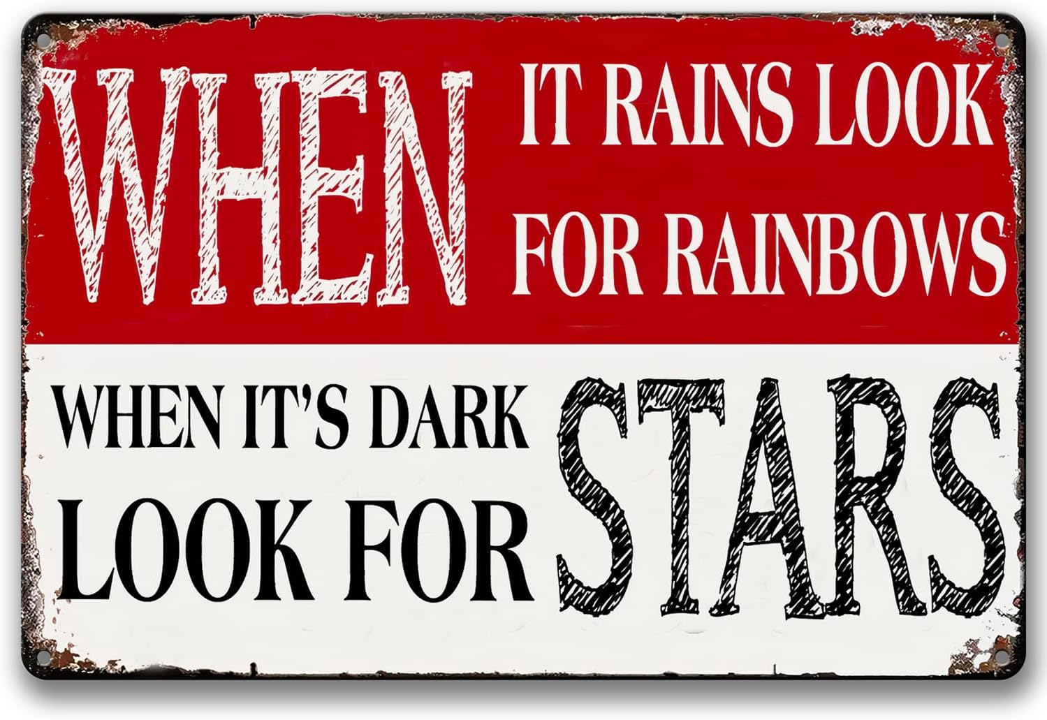 Arpilul Inspirational Tin Sign, When it Rains Look for Rainbows W