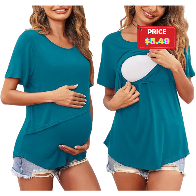 Women Short Sleeve Nursing Shirts Deal: Save 50%