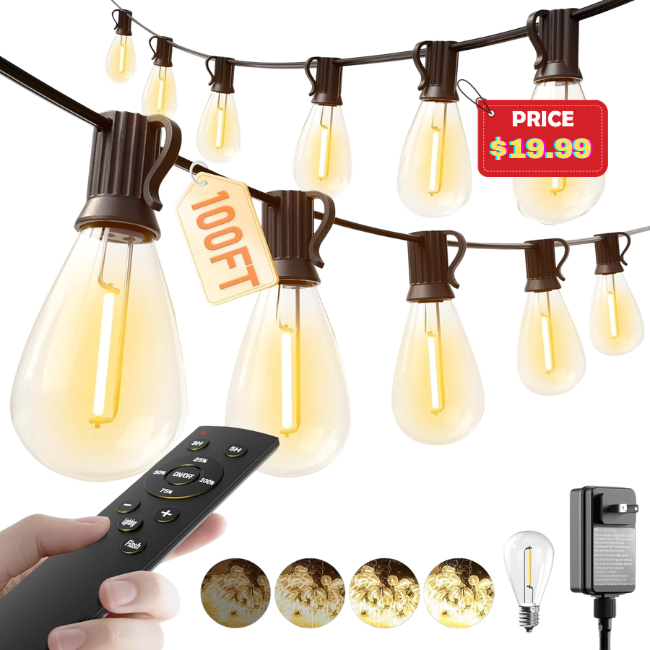 100FT LED Outdoor String Lights Deal: Save 50%