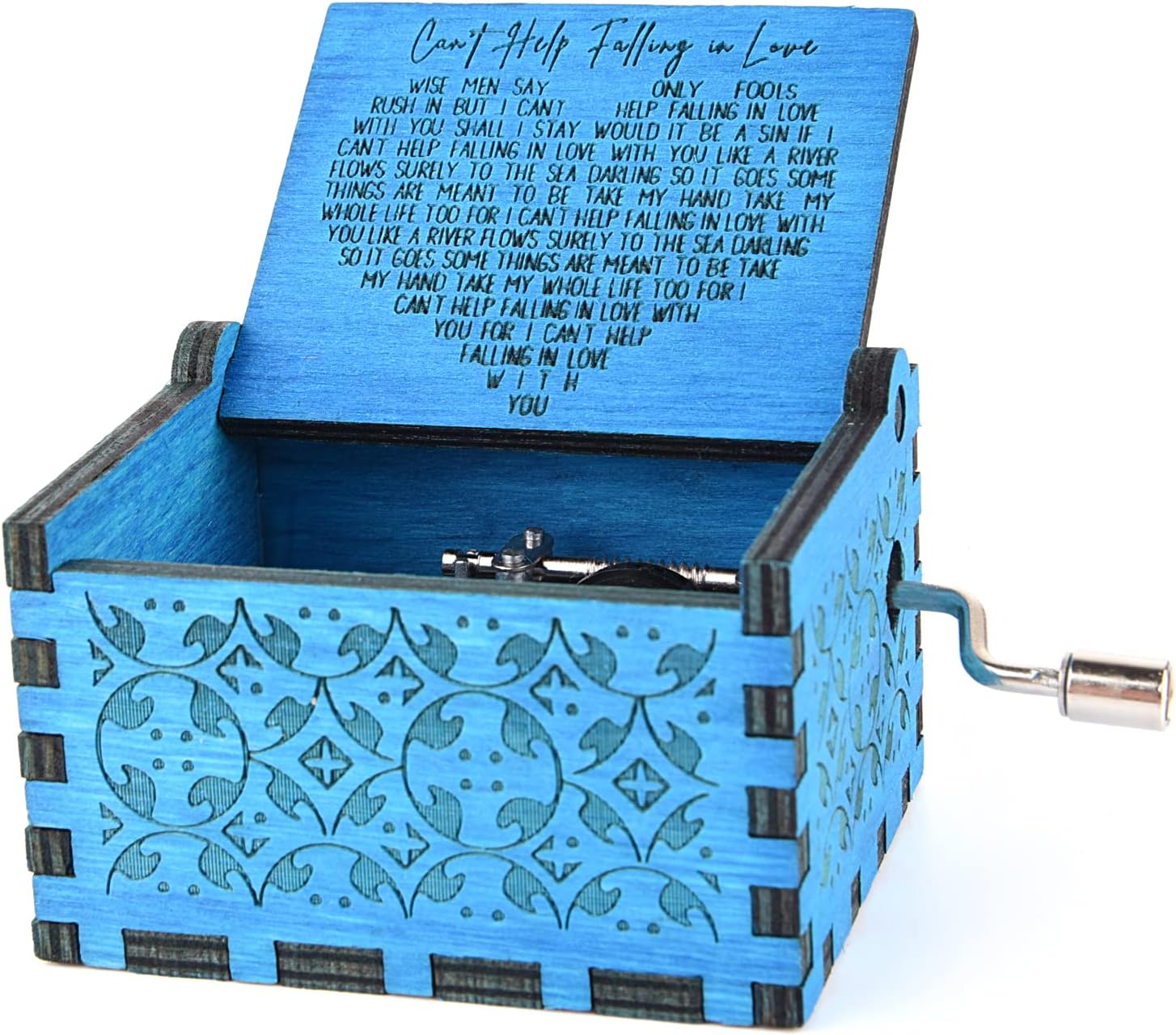 byykit Can’t Help Falling in Love Wood Music Box,Antique Engraved