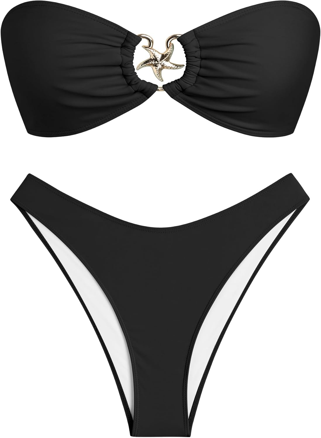 ZAFUL Strapless Swimsuits for Women Starfish Metal Hardware Bikin