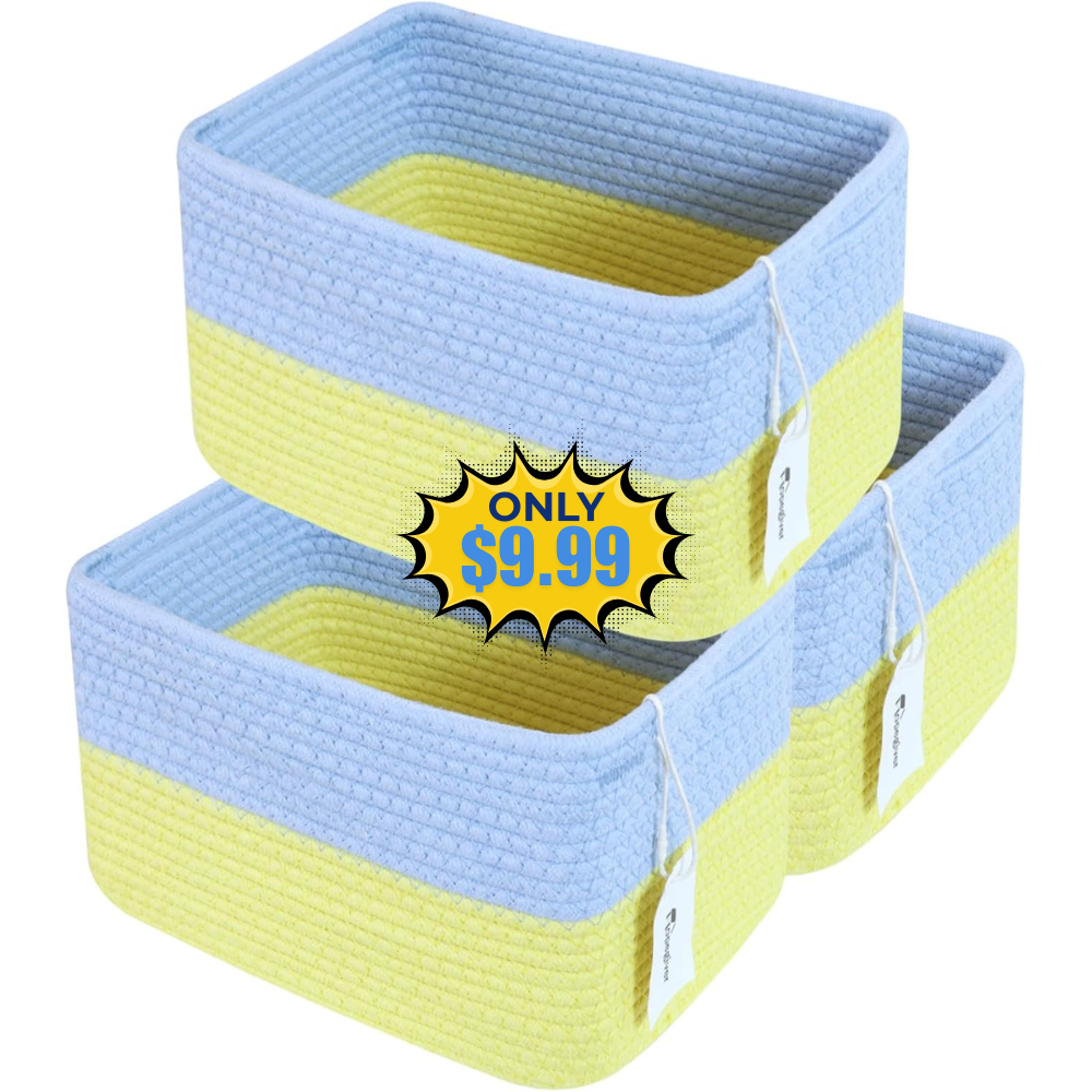 Hopegiver 3 Pack Rainbow Woven Baskets Deal: Save $10