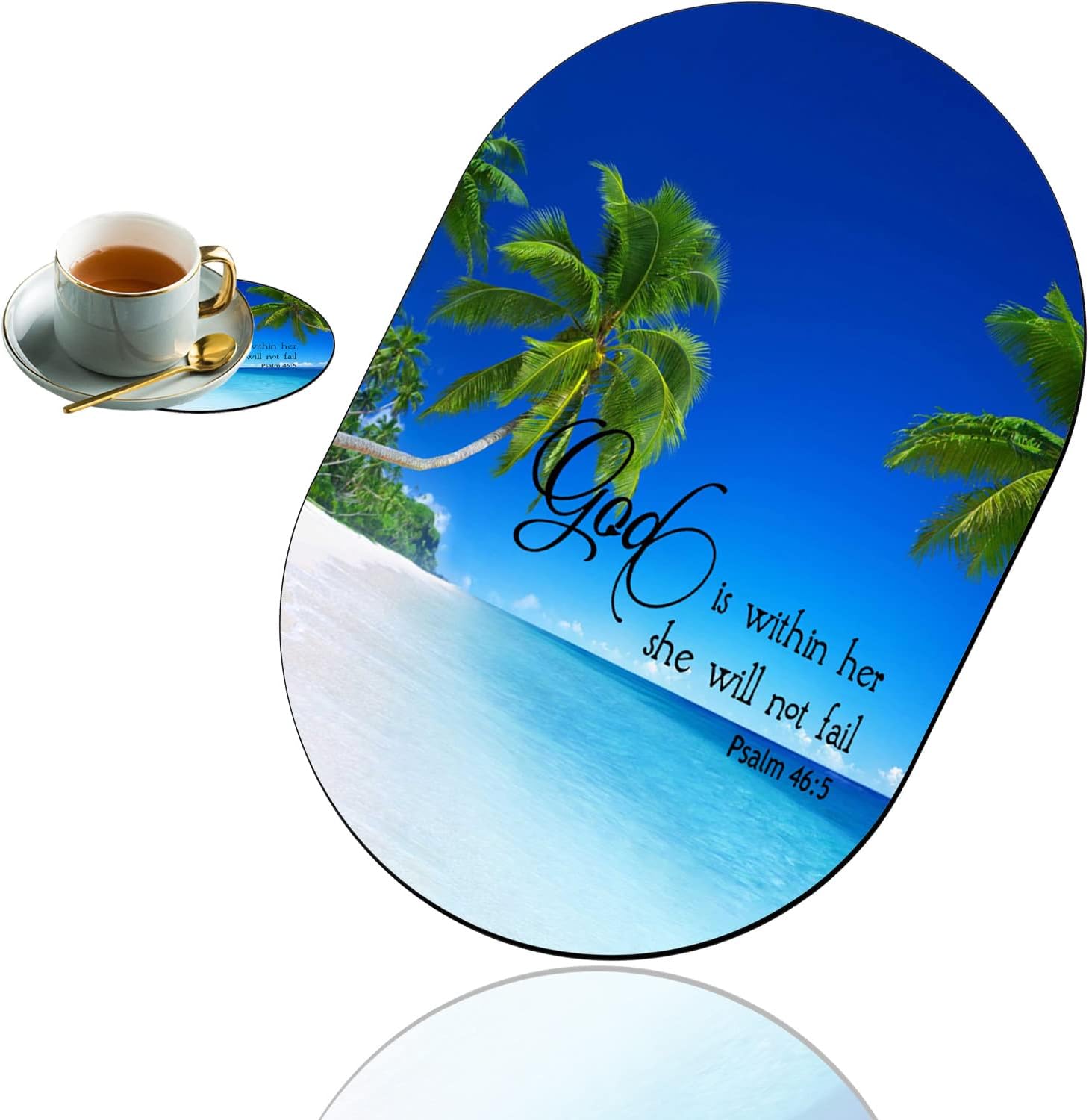 Personality Mouse Pad with Coaster Set, Shore Palms Tropical Beac