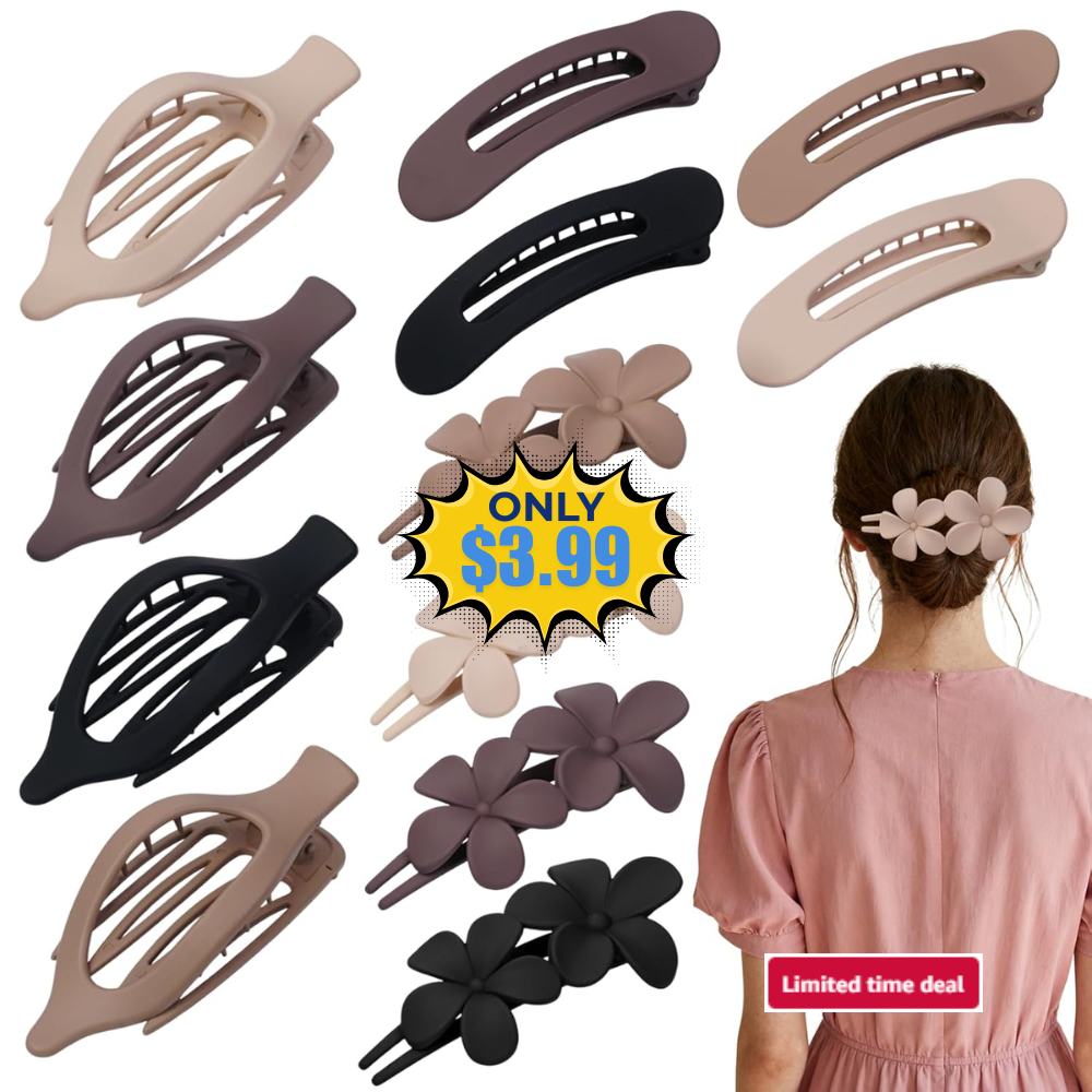 12 Pack Flat Hair Clips Set Deal: Save 50%