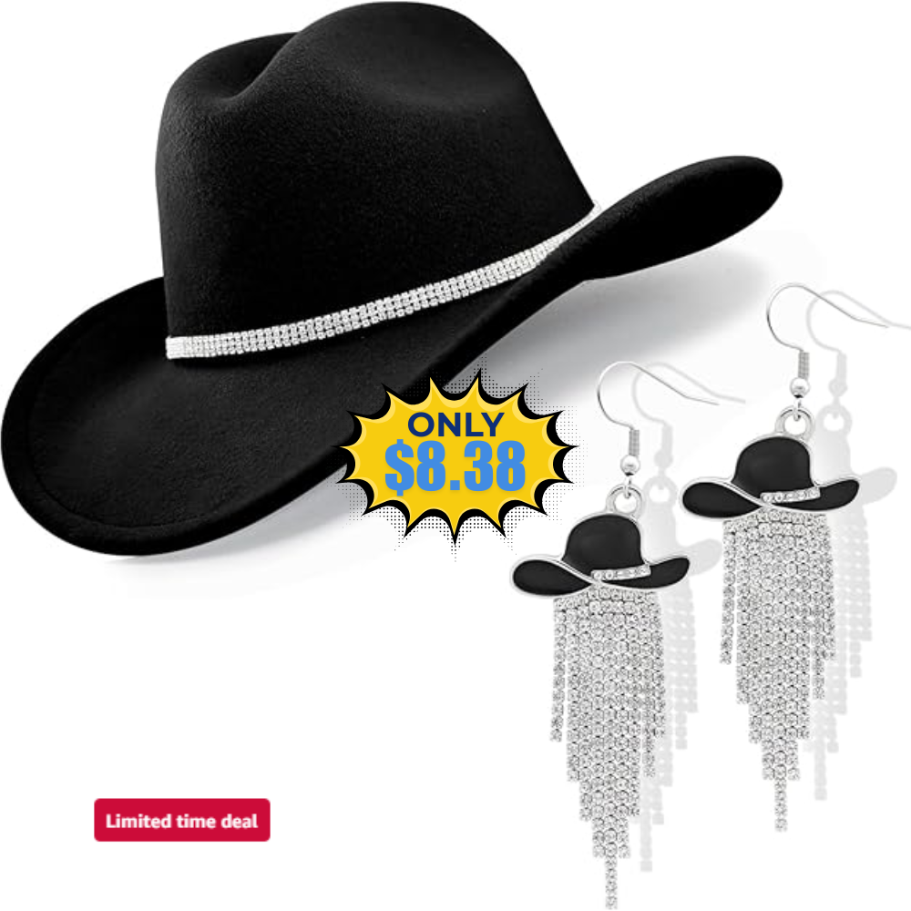 Cowboy Hat Rhinestone Cowgirl Boots Earrings Set Deal: Save 50%