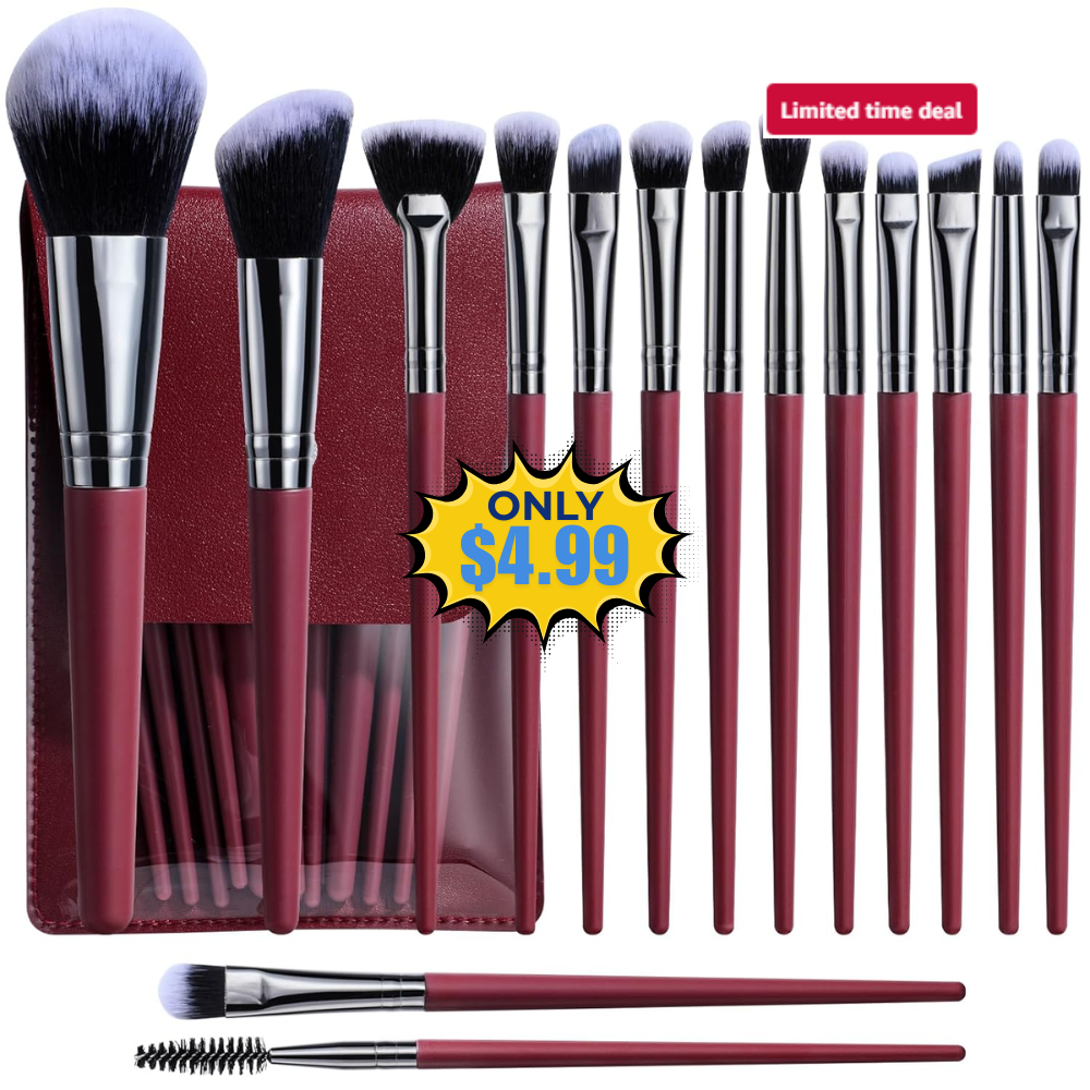 BS-MALL 15PCS Makeup Brushes Set Sale: Save 50%