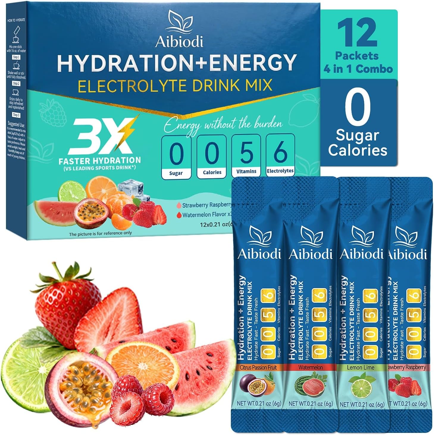 Aibiodi Electrolytes Powder Packets - Sugar Free & Zero Calo deal at Amazon