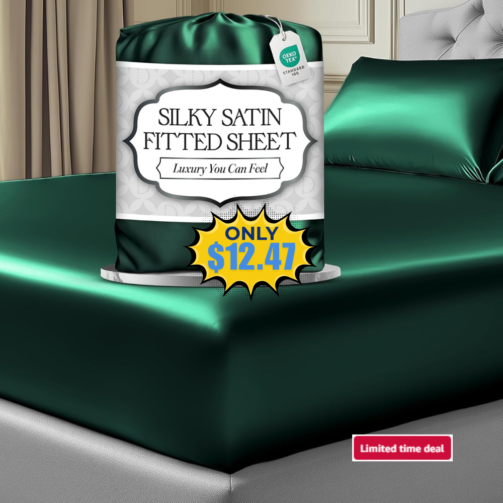 DECOLURE Satin Fitted Sheet Queen Size Deal: Save 50%