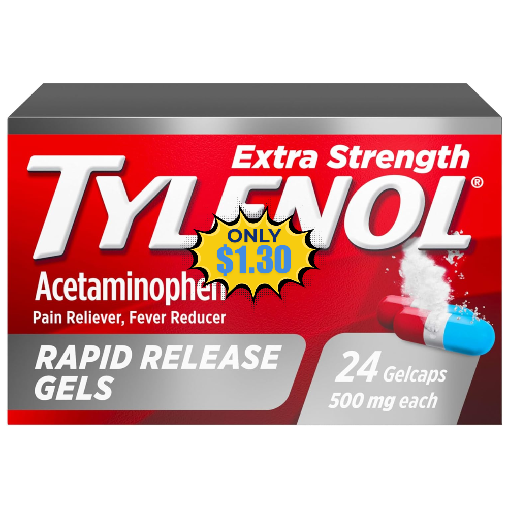 Tylenol Extra Strength Acetaminophen 24 ct Deal: Save 25%
