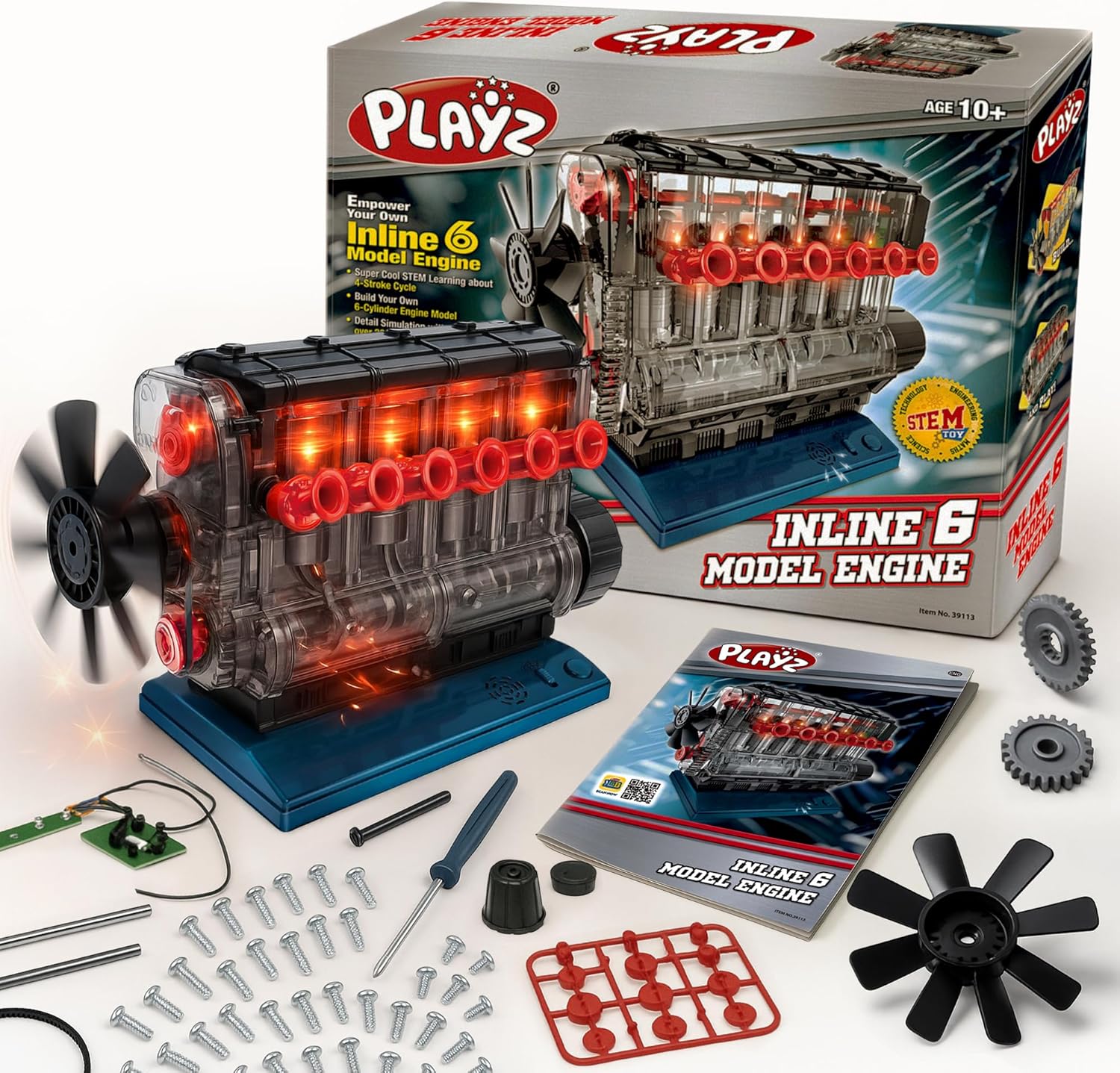 Playz Inline 6 Engine Model Kit – Build Your Own STEM Inline 6 Sm