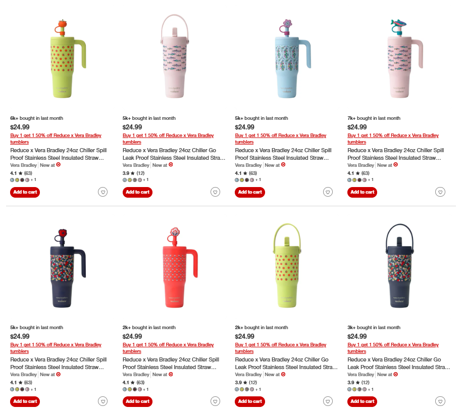 Buy 1 Get 1 50% Off Vera Bradley Tumblers Deal at Target