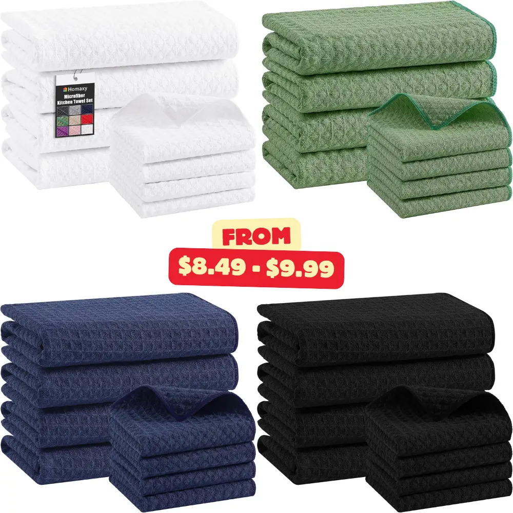 Homaxy Microfiber Waffle Weave Kitchen Towels Set Deal