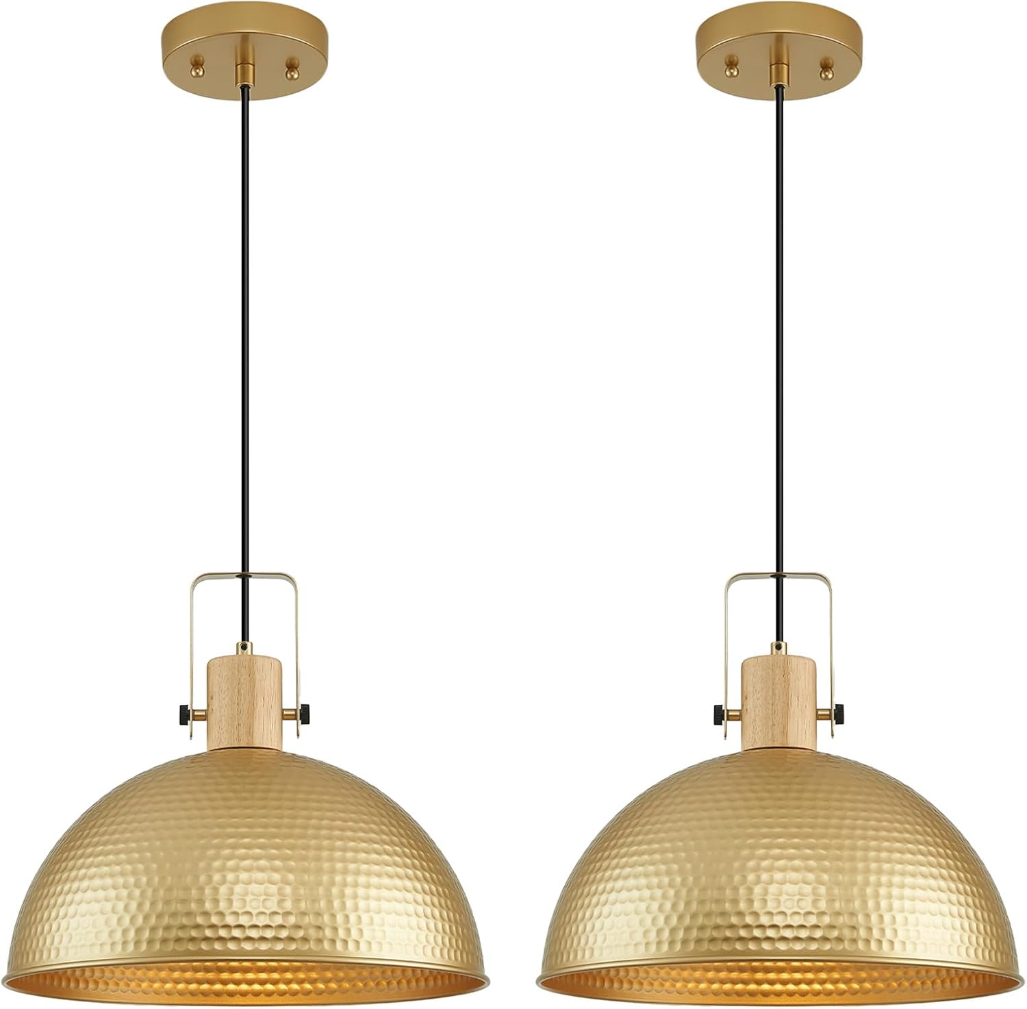 ALAISLYC 16 Inch Gold Pendant Lights Hammered Matte Pendant Light