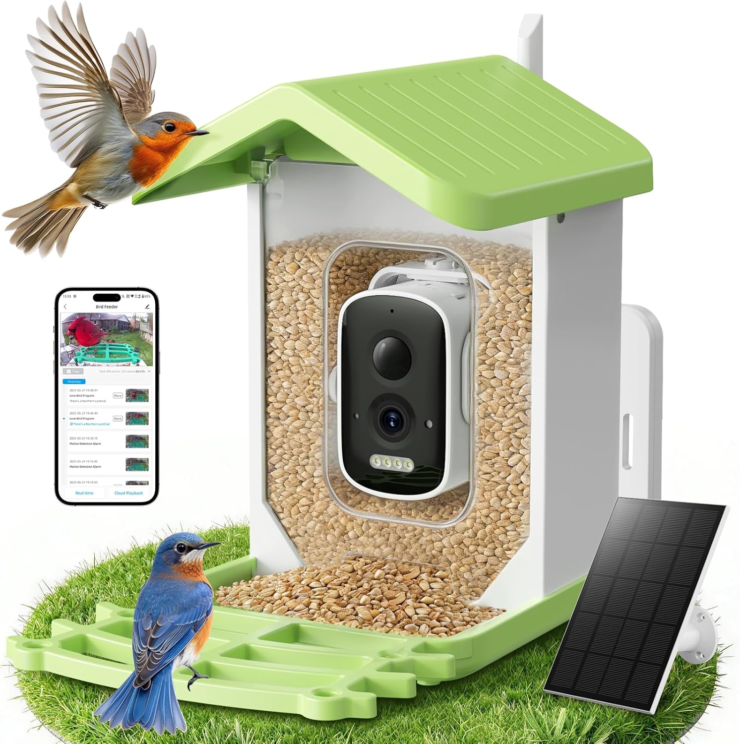 Billber Smart Bird Feeder with Camera – Solar Powered & Night Vis