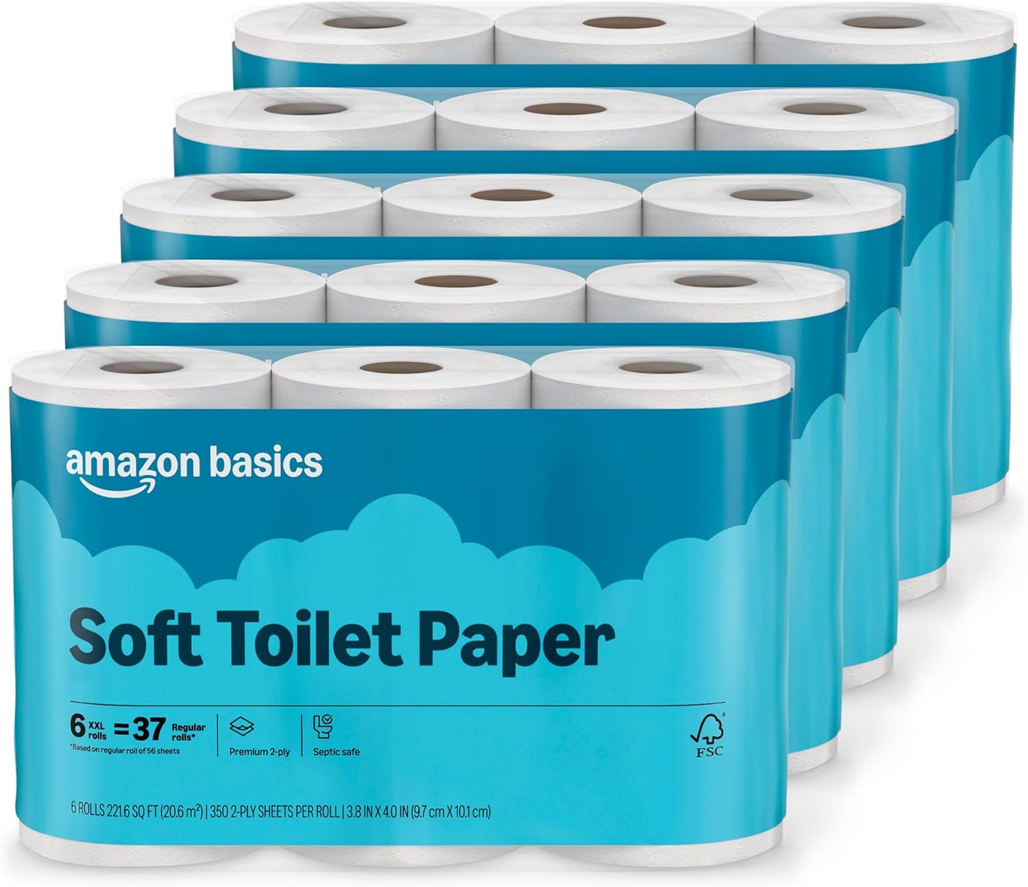 Amazon Basics Soft and Strong 2-Ply Toilet Paper, 30 Ultra Rolls