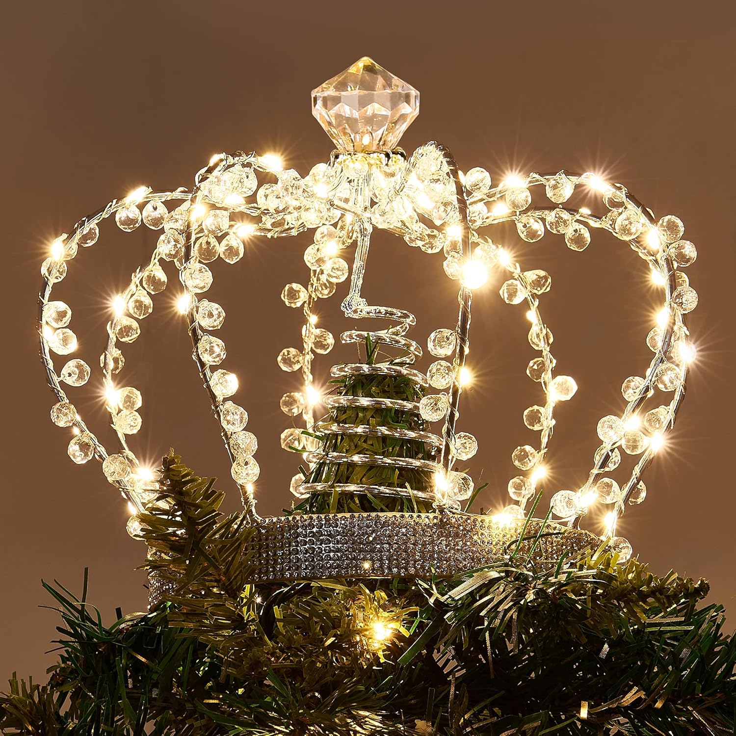 PEIDUO Christmas Jeweled Crown Tree Topper, Light up Tree To deal at Amazon
