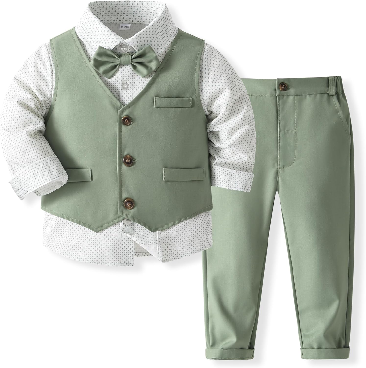 Baby Boys' 4-Piece Set with Dress Shirt, Vest, Pants, and Ti deal at Amazon