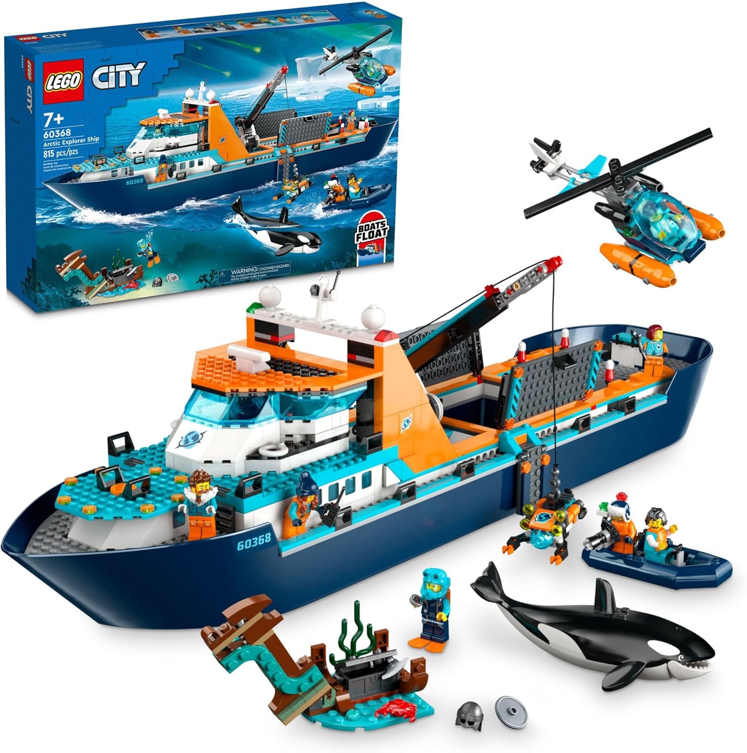 LEGO City Arctic Explorer Ship 60368 Building Toy Set, Fun Toy Gi