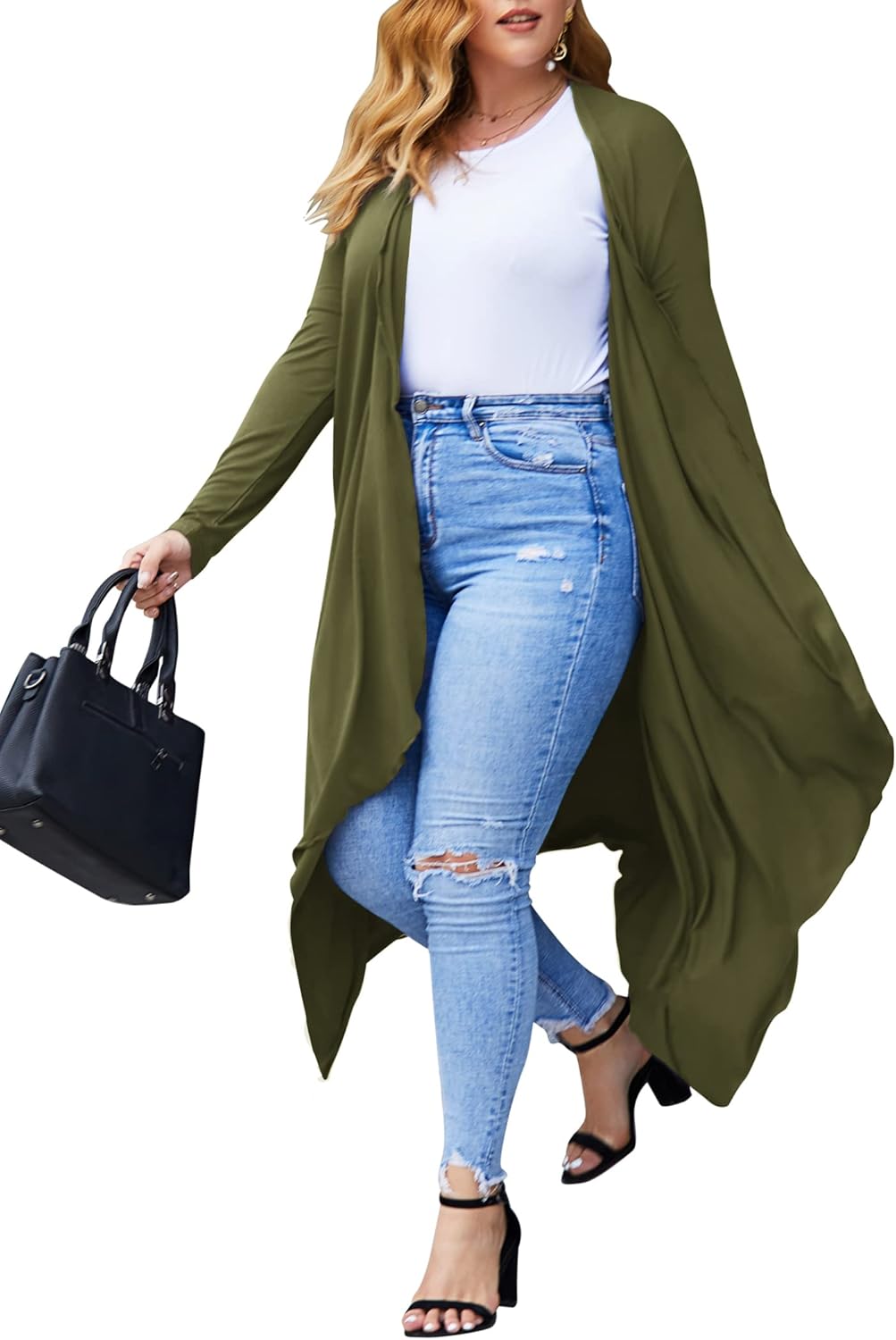 IN'VOLAND Women's Plus Size Cardigan Long Sleeve Open Front  deal at Amazon