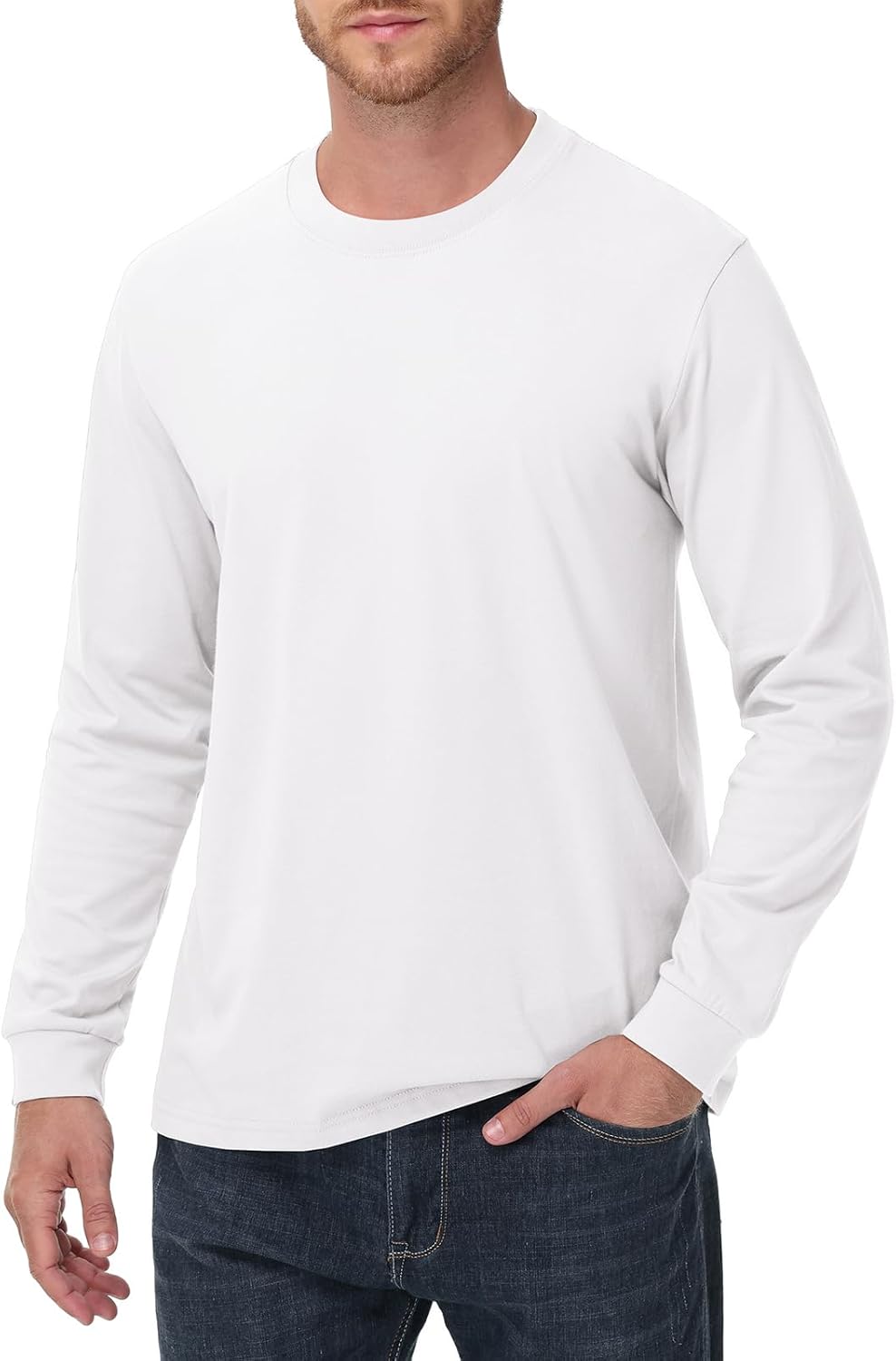 KEEPSHOWING Men's Heavy Weight Long Sleeve T Shirt Crew Neck deal at Amazon