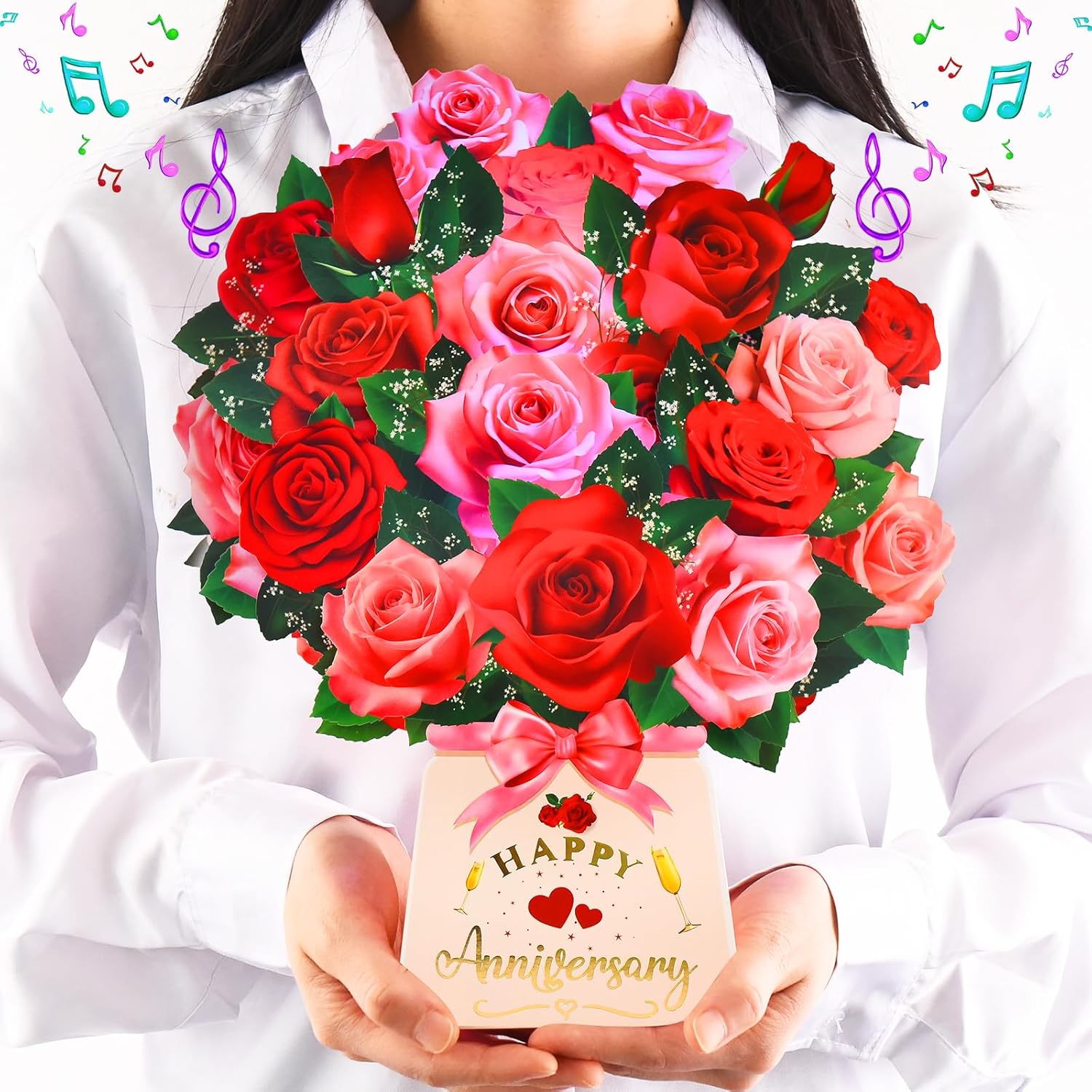 Pop Up Anniversary Card with Lights & Music, 12 Inch Paper R deal at Amazon