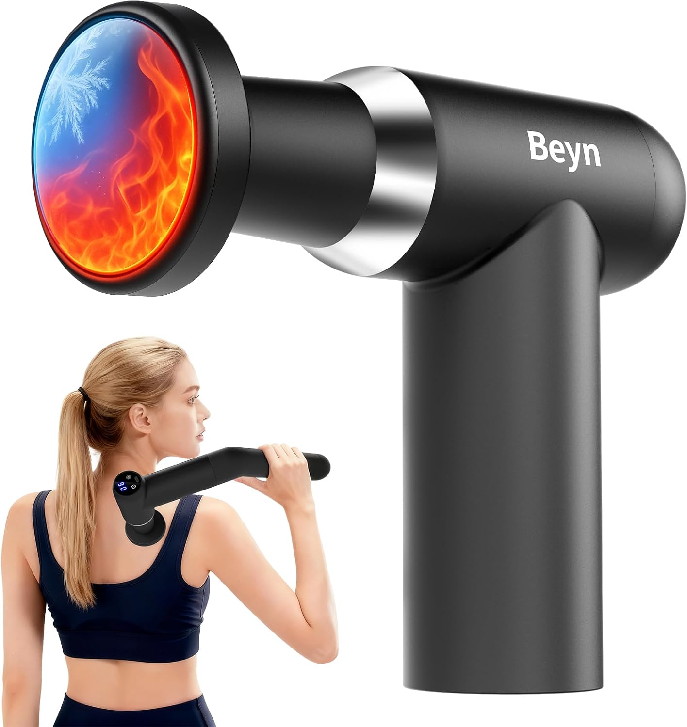 Beyn Hot & Cold Therapy Massage Gun with Detachable Long Han deal at Amazon