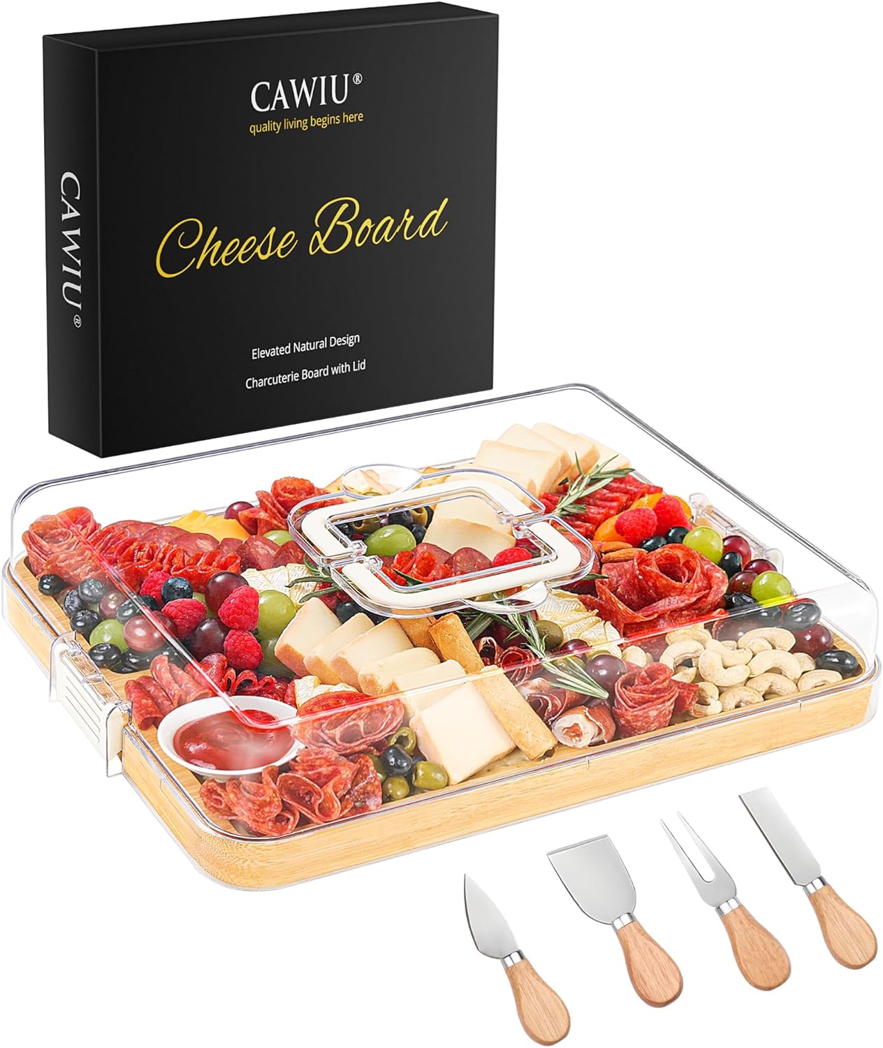 Portable Charcuterie Board w/ Lid & Handle Just