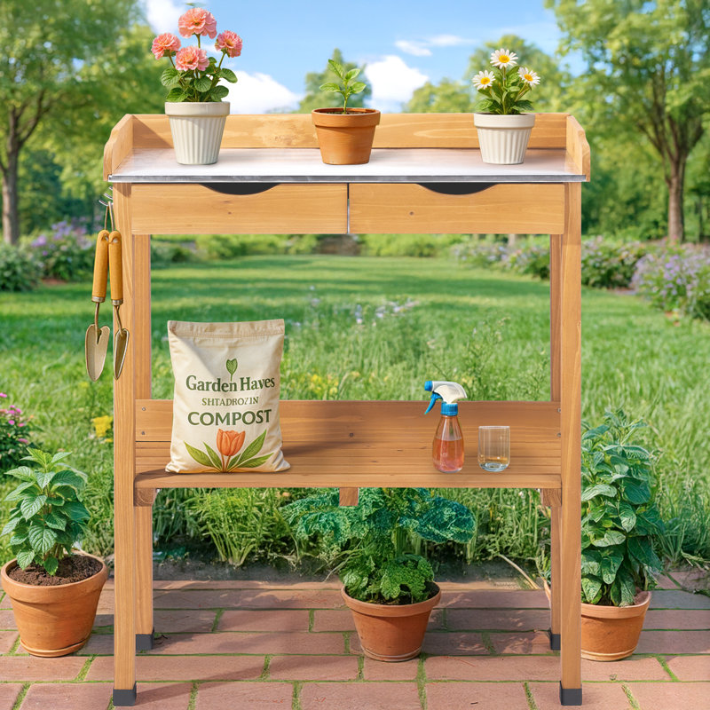 Arlmont & Co. Behrend Fir Wood Potting Bench Deal at Wayfair: $139.99